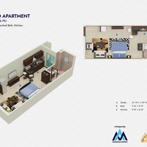 Studio Apartment for Sale in Amanah Noor Residence Lahore-11