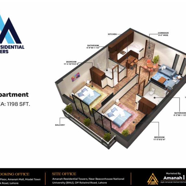 1 Bed Apartment in Amanah Residential Towers Lahore-14
