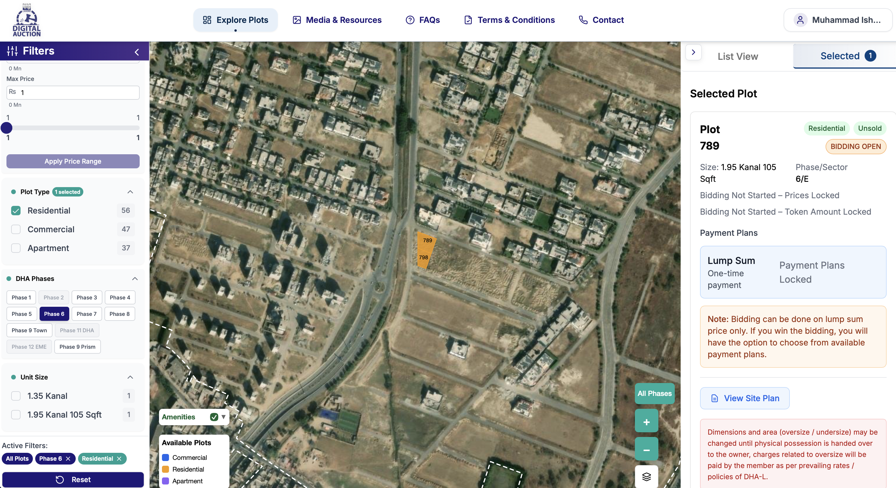A 1.95 kanal plot in Sector E (Plot # 789) Phase 6 DHA Lahore 2 side open corner plot, price is to be unlocked by DHA Lahore on date announced.