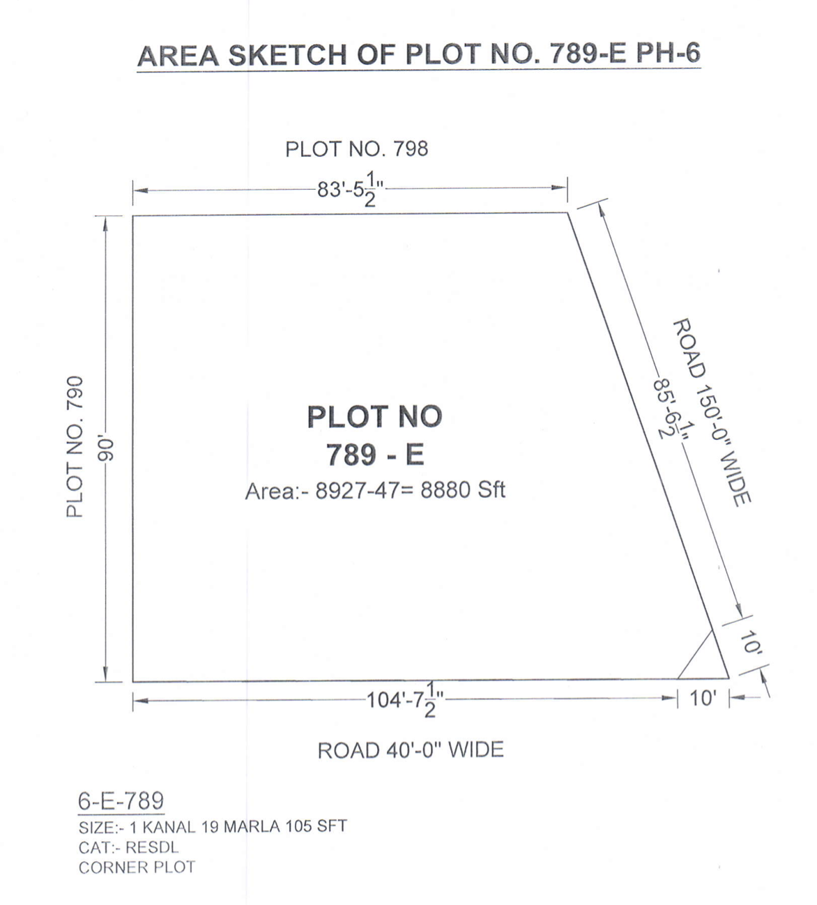 A 1.95 kanal plot in Sector E (Plot # 789) Phase 6 DHA Lahore 2 side open corner plot, price is to be unlocked by DHA Lahore on date announced.