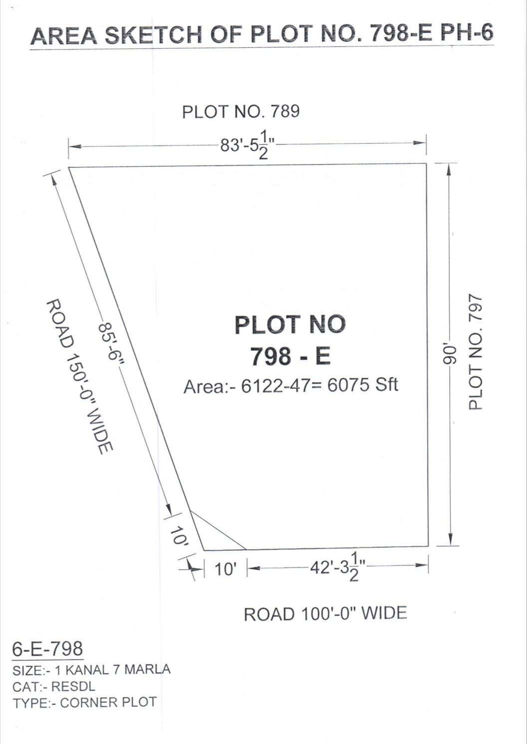 A digital auction of 1.35 Kanal Plot in Sector E (Plot # 798) Phase 6 DHA Lahore, price to be known at the date announced by DHA Lahore