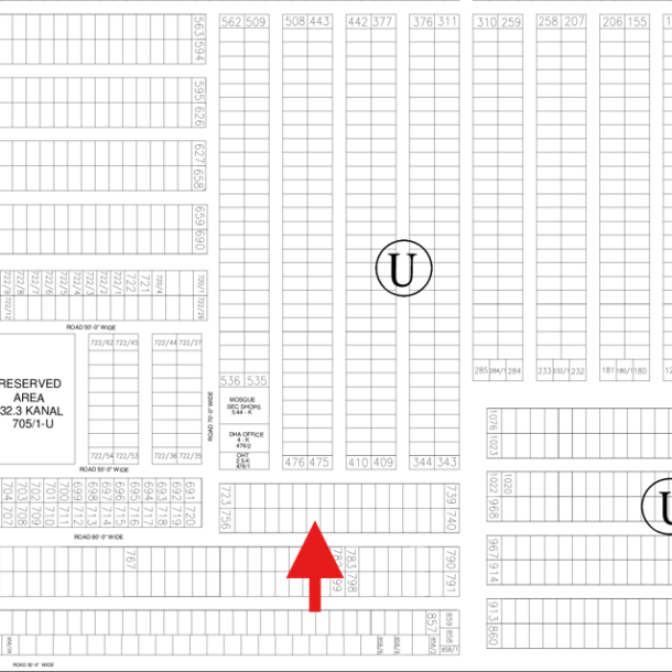 1 Kanal Plot Is Available For Sale In U Sector In DHA Lahore-1